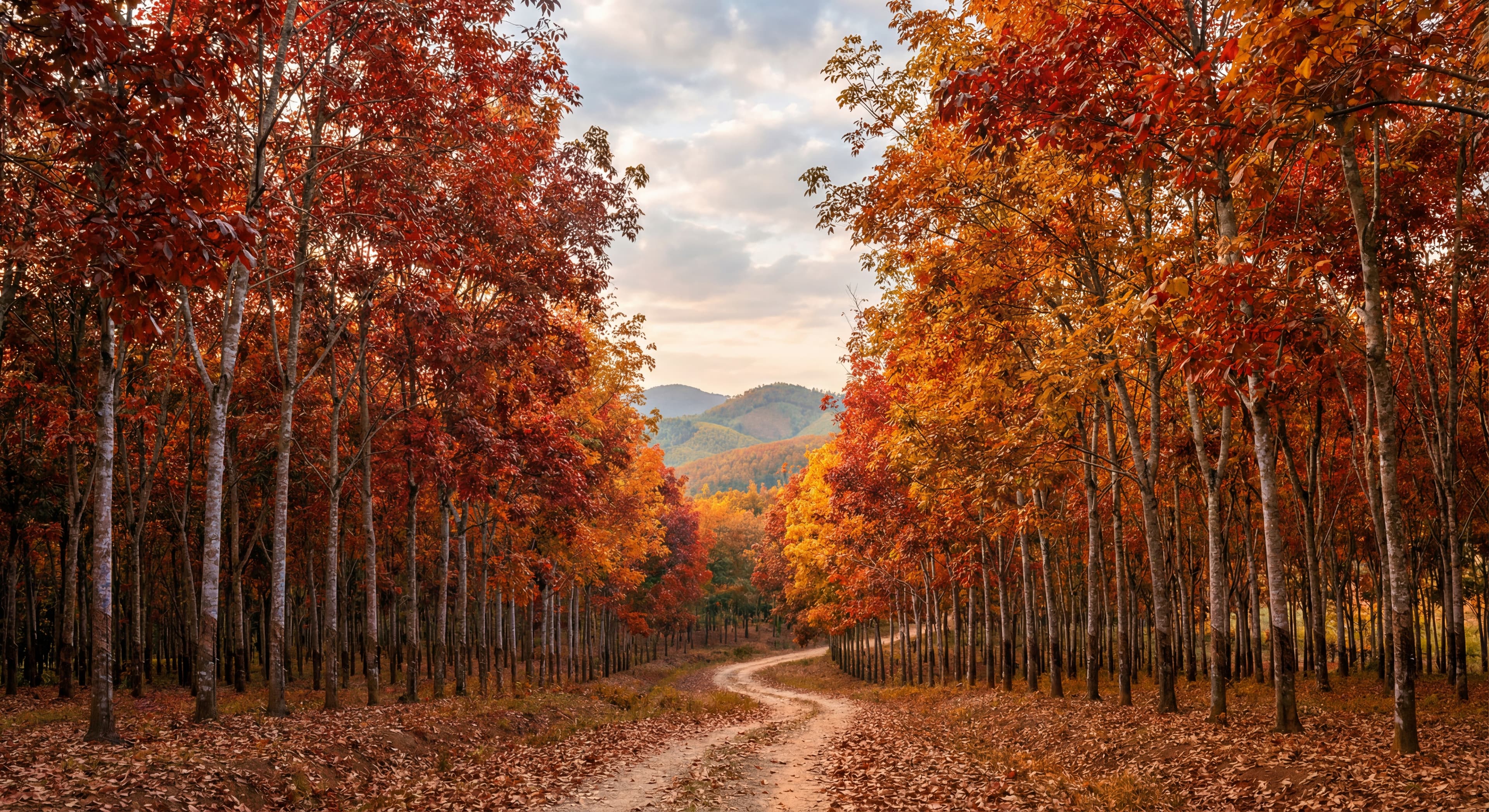 Mùa lá đỏ rừng cao su Bình Phước: Background đẹp tựa trời Âu