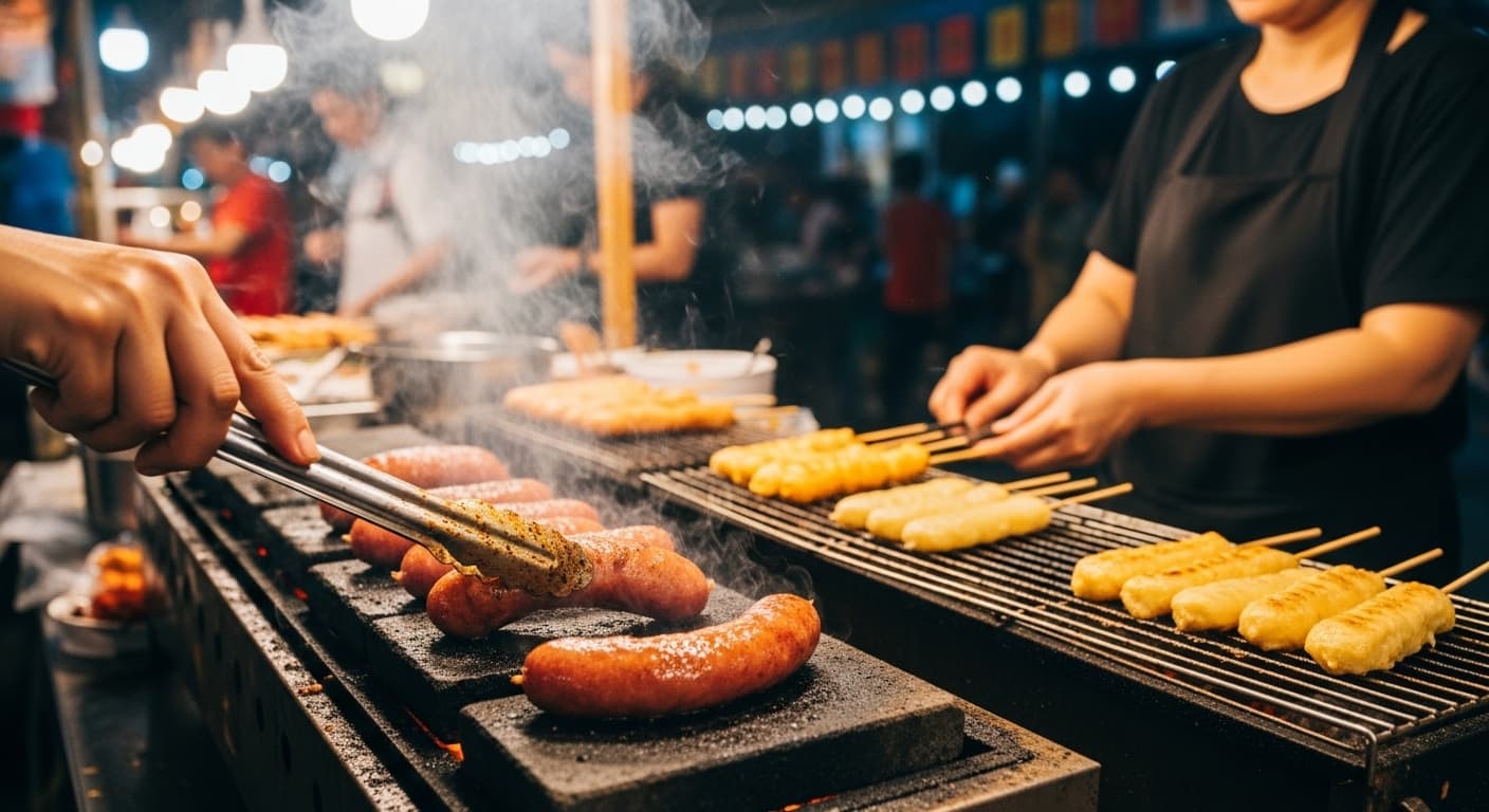 Lạp Xưởng Nướng Đá & Bánh Phô Mai Sữa Nướng: Cơn Sốt Ẩm Thực Đường Phố